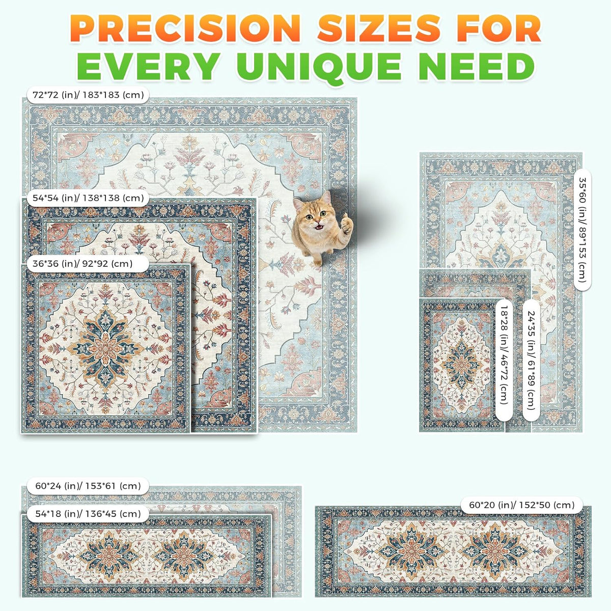 Hompet Cat Litter Mat 2 Pack, 20x60 Large Machine Washable Trapping Mats for Cats, Super Absorbent & Urine-Proof Cat Litter Box Mat for Floor, Waterproof & Non Slip Kitty Litter Rug