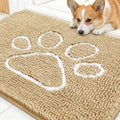 OLANLY Dog Door Mat for Muddy Paws 30x20, Paw Print Design Chenille Mud Mat