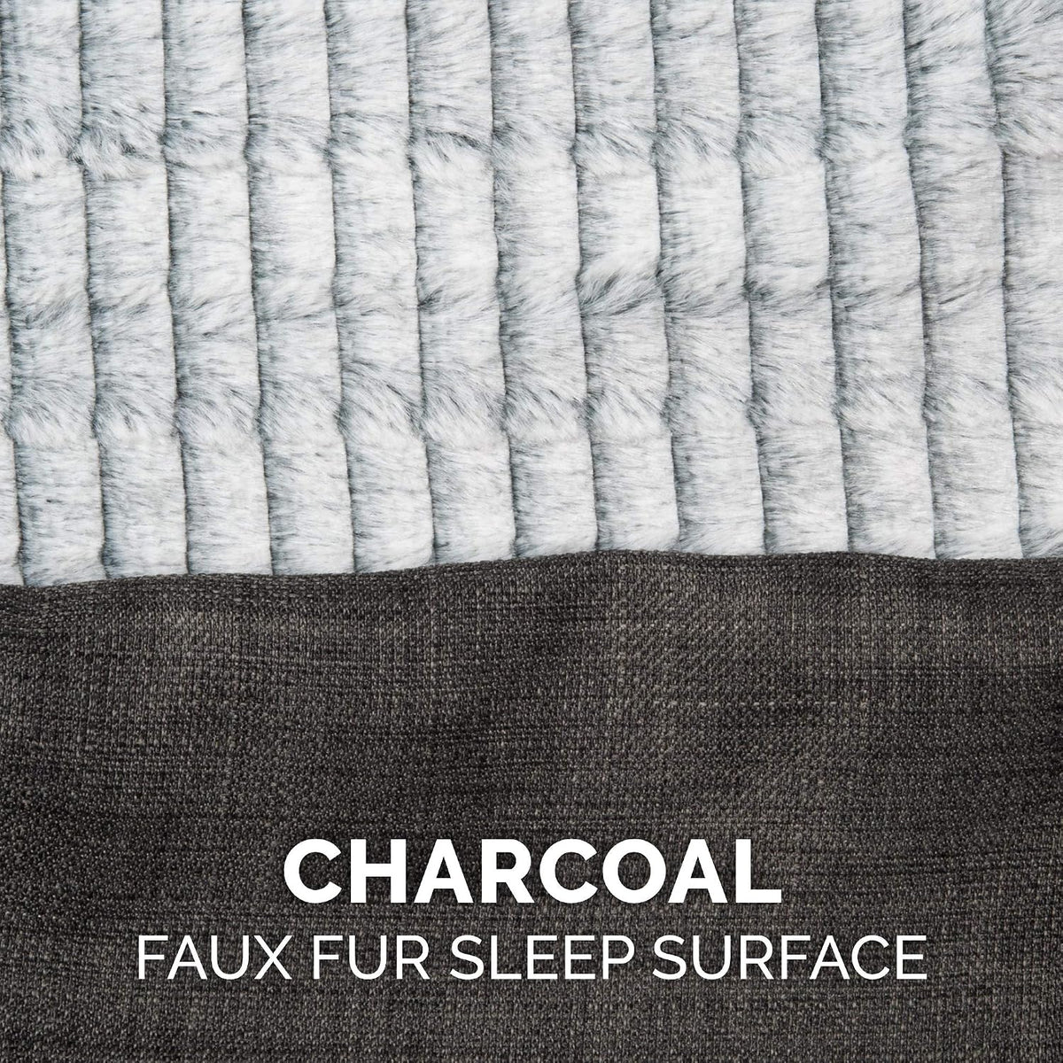 Furhaven Replacement Dog Bed Cover Luxe Faux Fur & Performance Linen Sofa-Style, Machine Washable - Charcoal, Medium