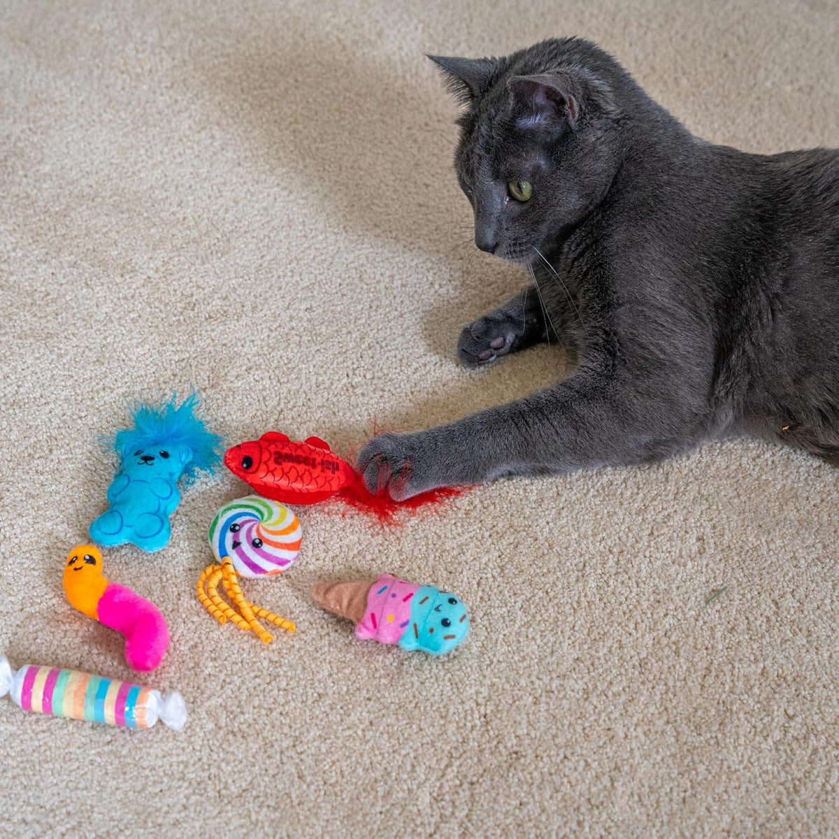 Catstages Kitty Sweet Treats Plush Catnip Cat Toys, 7.8", 6-Pack