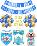 PET SHOW Dog Birthday Party Decorations Blue Crown with Bandana & Bowtie