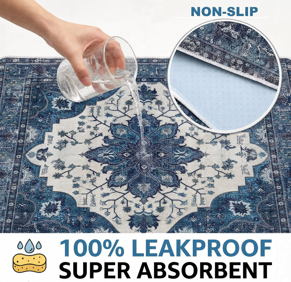 Washable Pee Pads for Dogs,Great Urine Absorbent Reusable Puppy Training Pads,Waterproof,Leak-Proof & Non-Slip Potty Pads for Whelping,Crate,Playpen,Bed.(Dark Navy Floral,36"x36")