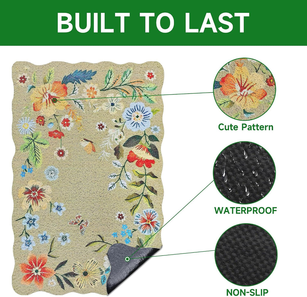 Cat Litter Mat,35"x23" Large Cute Litter Box Mat,Traps 100% Litter