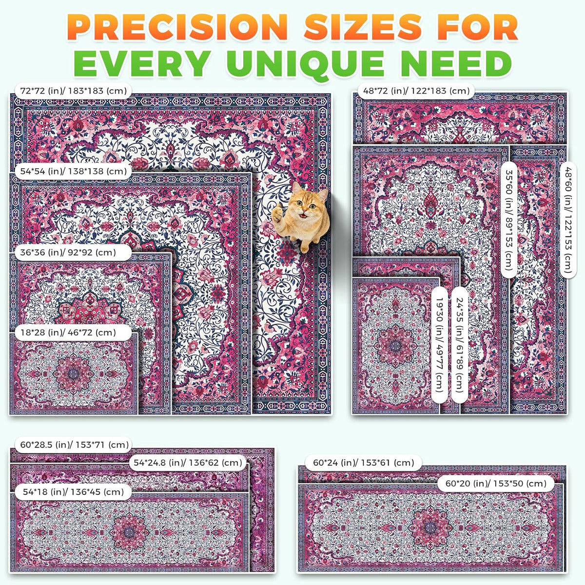 Hompet Cat Litter Mat 2 Pack, 24.8x54 Large Machine Washable Trapping Mats for Cats, Super Absorbent & Urine-Proof Cat Litter Box Mat for Floor, Waterproof & Non Slip Kitty Litter Rug
