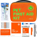 ARCA PET Cat & Dog First Aid Kit - High Visibility Reflective Zipper with Fluorescent Letter Print - 100 pcs with Dog Thermometer, Tick Remover Kit & Pet First Aid Kit Manual Book