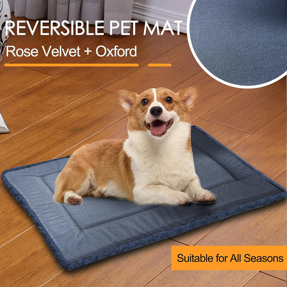 Dog Crate Pad Washable Cat Dog Pet Bed for Crate kennel Large Mat 36in Blue
