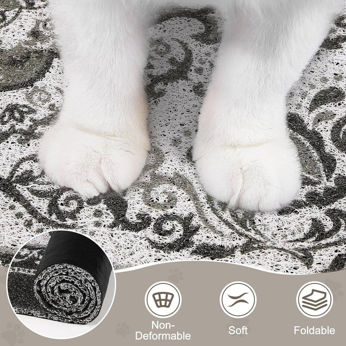 Unicorn Catcher 40"x30" Cat Litter Mat Non-Slip Washable Litter Box Mat | High-Density PVC Litter Catcher Mat Efficiently Traps Scattered Litter From Paws To Keep Floors Clean