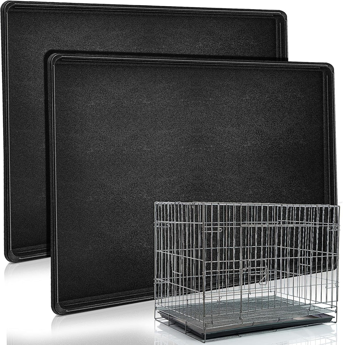 2 Pcs 30" Dog Crate Tray Replacement Dog Crate Pan Kennel Bottom Tray Replacement Plastic Bottom Pan Easy to Clean, Easy to Assemble, Ideal for Potty Training-Perfect for Pet Crates, Black