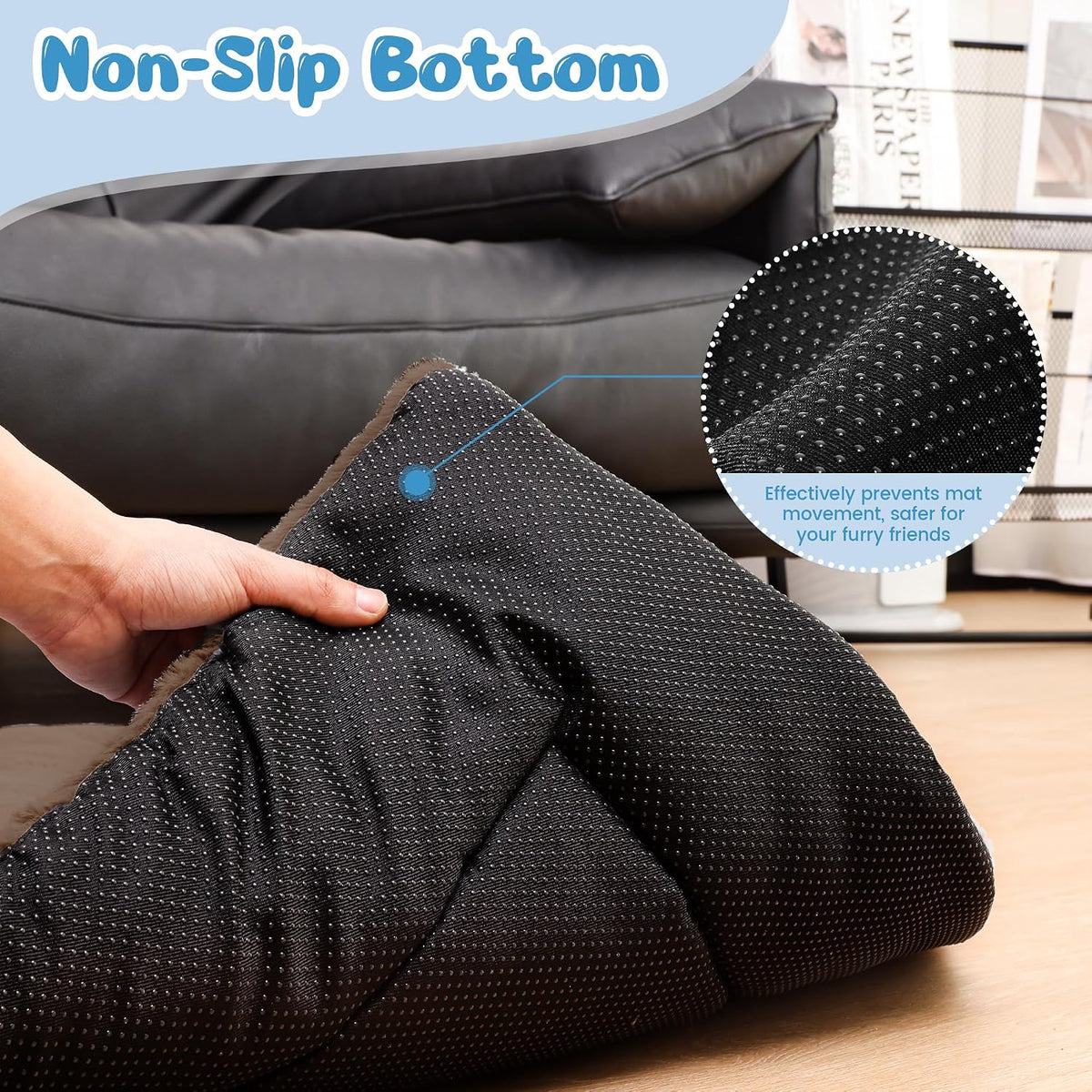 Dog Crate Pad, Washable Cozy Dog Bed Mat for Large Dogs 42"x28", Brown