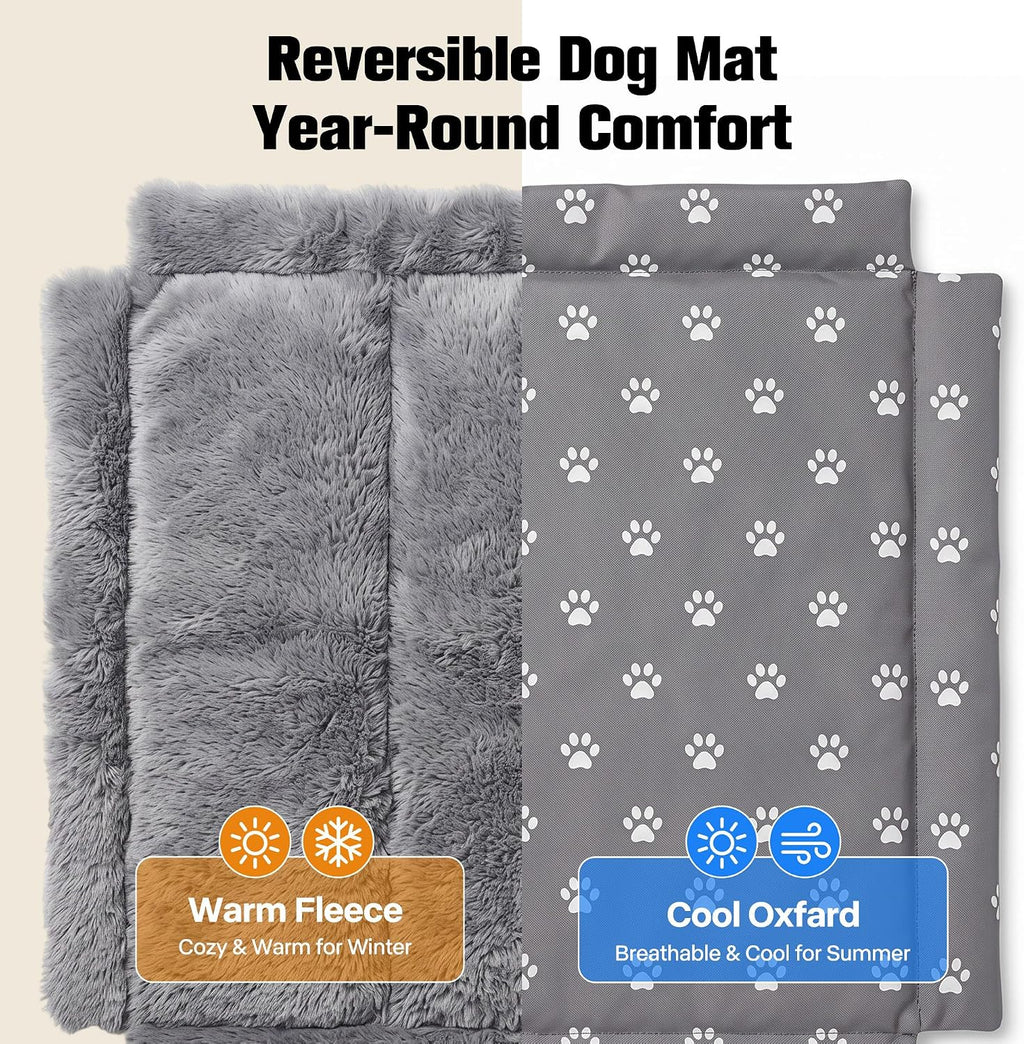 PetPrime 24 Inch Dog Crate Cover with Reversible Mat Set, Waterproof Pet Kennel Cover, Private & Cozy Retreat to Reduce Anxiety, Fits 24" L x 18" W x 19" H Crates (Crate Not Included)