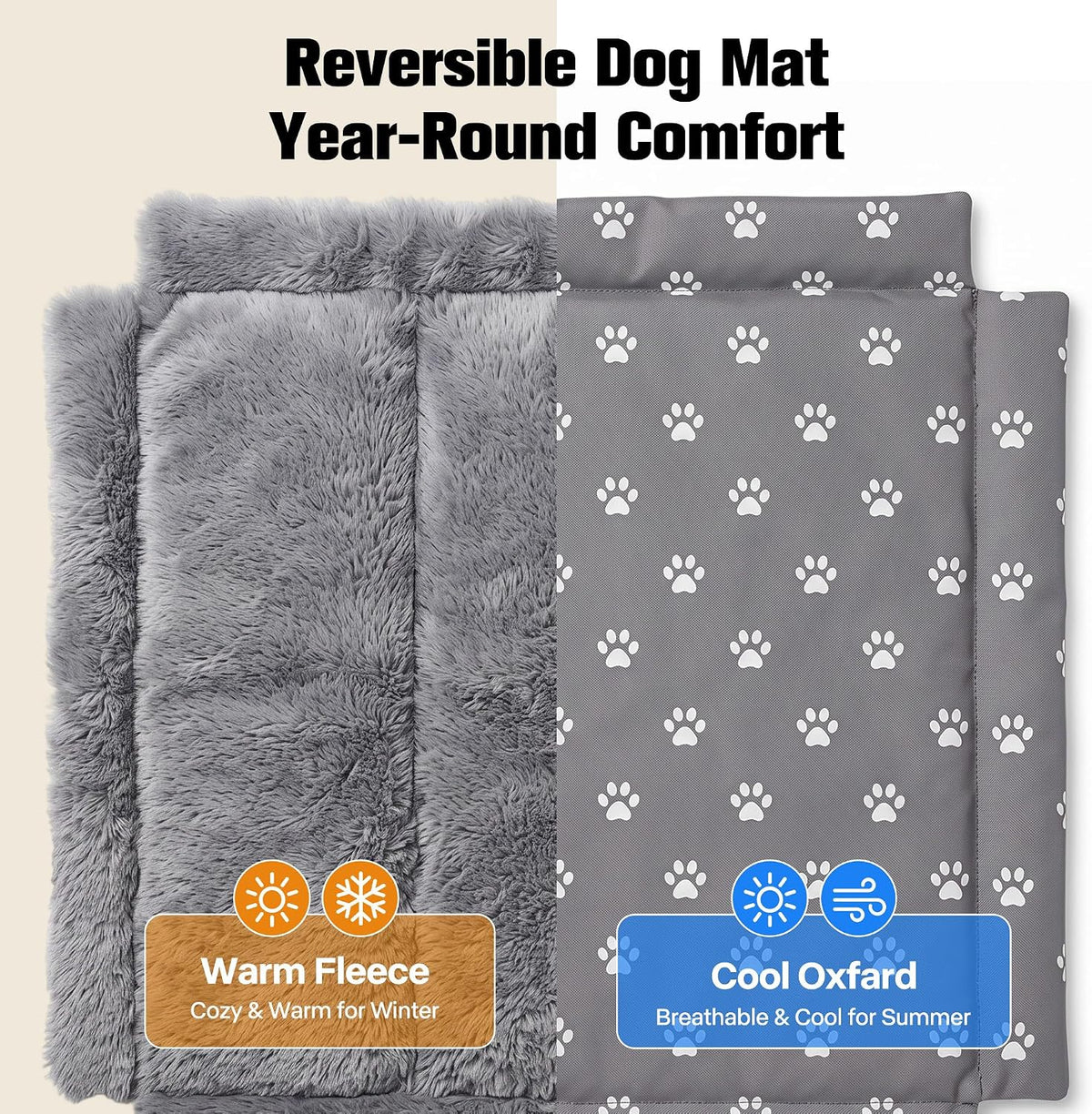 PetPrime 24 Inch Dog Crate Cover with Reversible Mat Set, Waterproof Pet Kennel Cover, Private & Cozy Retreat to Reduce Anxiety, Fits 24" L x 18" W x 19" H Crates (Crate Not Included)