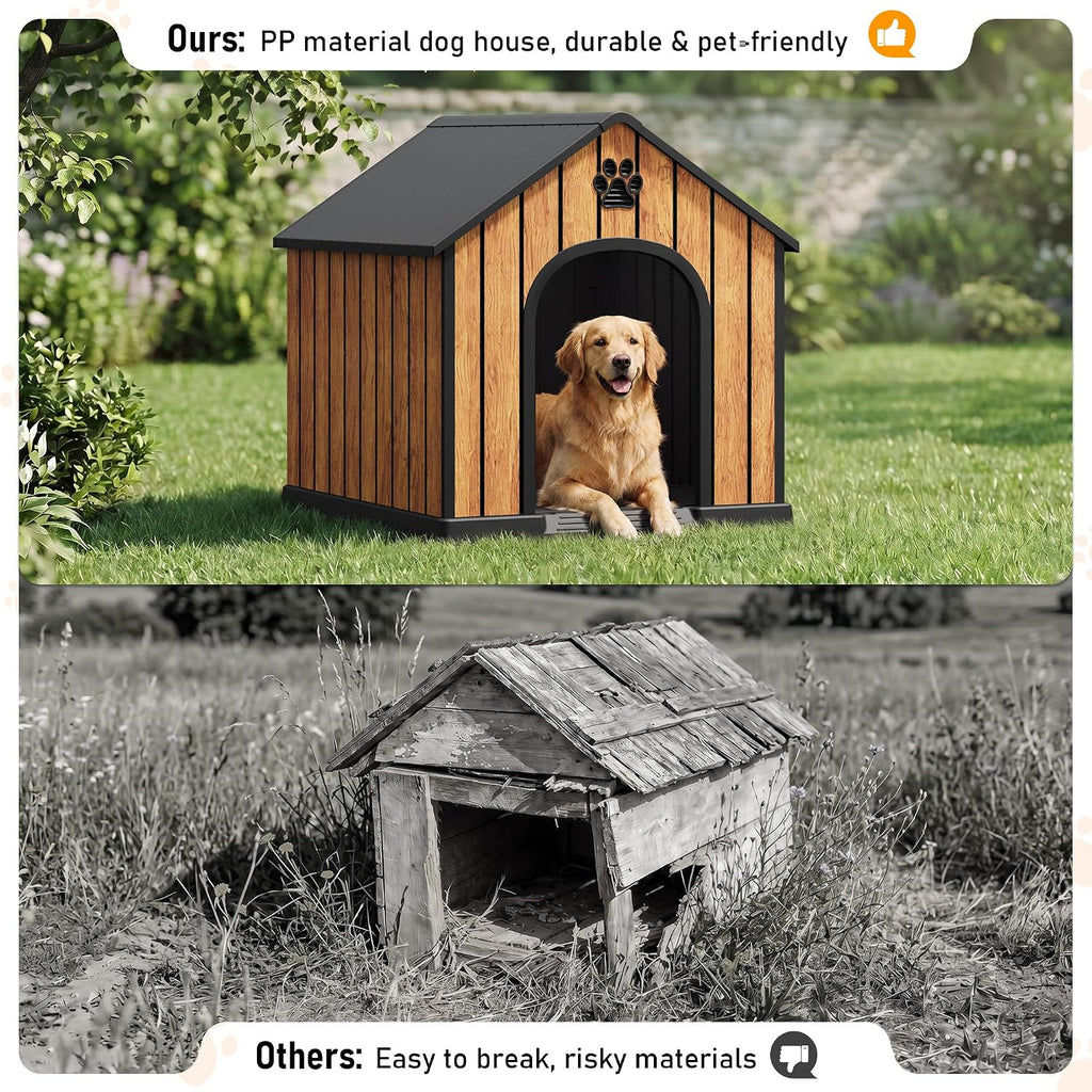 Bifanuo Plastic Dog House Outdoor for Large Dogs, 36.2" L x 38" W x 38" H