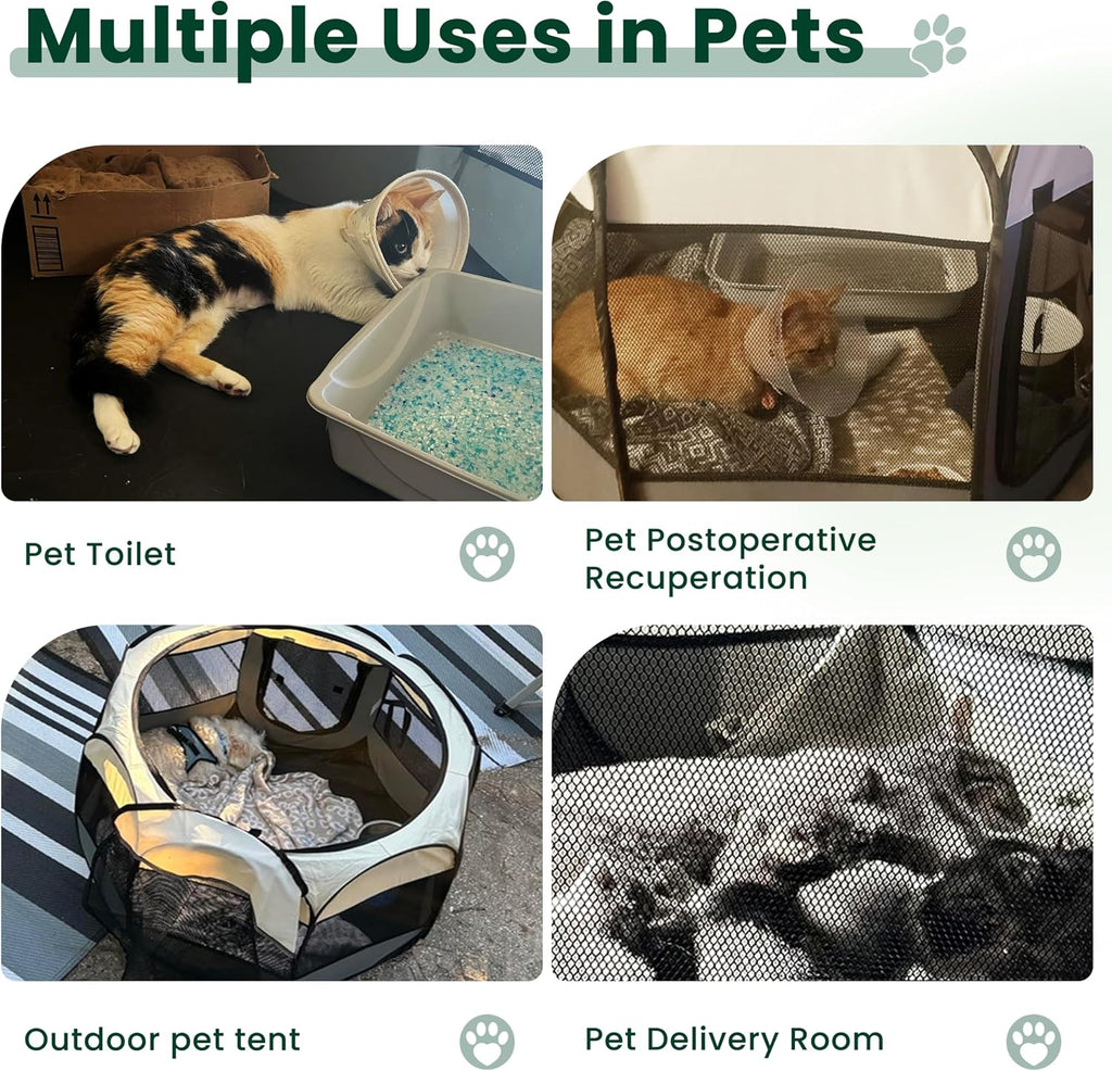 Love's cabin Pet Puppy Dog Playpen, Small Dog Tent Crates Cage Indoor/Outdoor, Portable Playpen for Cat, Foldable Pop Up Dog Kennel Playpen with Carring Case, Removable Zipper Top, Moss Green