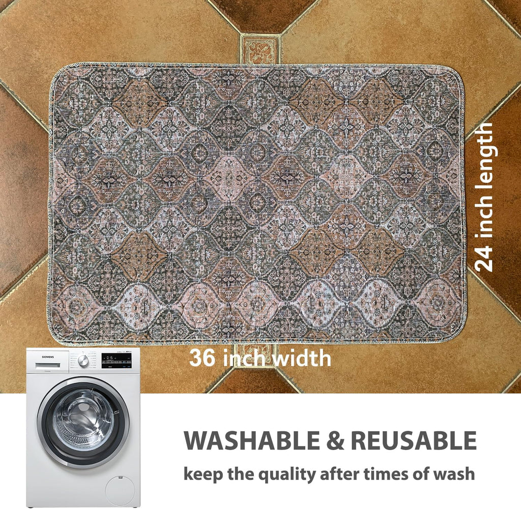 nunubaby 4PACK Washable Pee Pads for Dogs, Stylish, Non-Slip and Leak-Proof Pee Pads. Reusable Potty Pads for Dogs for Crates and Floors.(Brown/Multi,24" x36" )