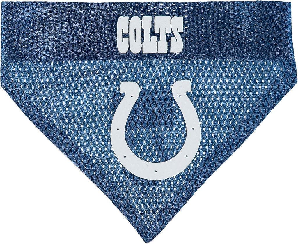 NFL DOG BANDANA - INDIANAPOLIS COLTS REVERSIBLE PET BANDANA. 2 Sided Sports Bandana with a PREMIUM Embroidery TEAM LOGO, Large/X-Large. - 2 Sizes & 32 NFL Teams available