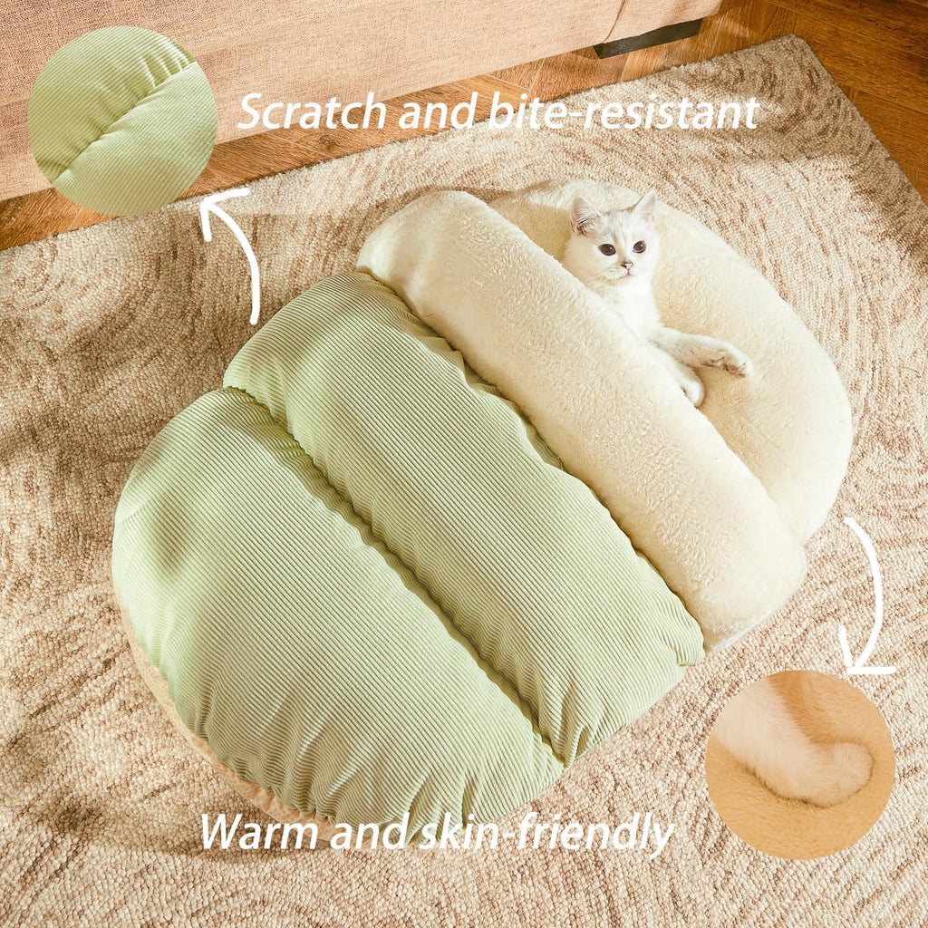 Cat Bed - Cat Cave Bed for Indoor Cats and Small Dogs, Cute Slipper Cat Cave Bed Cat House, Cozy & Soft Plush, Anti-Slip &Durable, Washable for Kittens and Puppies Under 15 lbs (24"x16", M, Green)