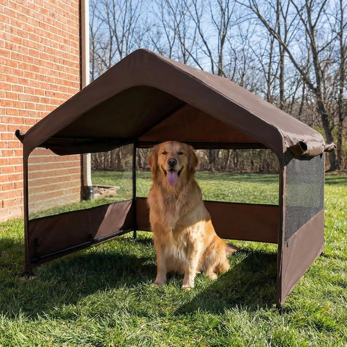 Outdoor Dog Tent, 4'x4'x3' Dog Shade House Shelter for Large Medium Pets