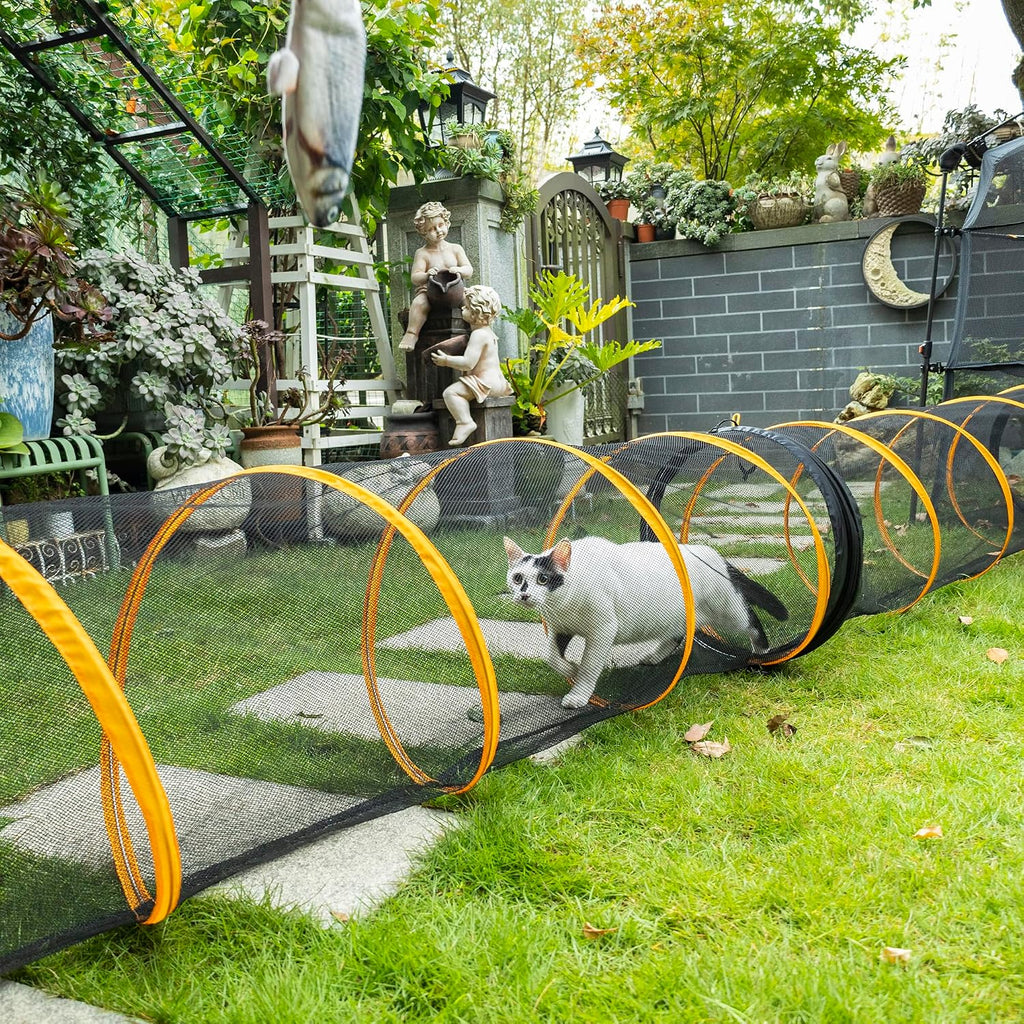 Cat Play Tunnel-for Indoor and Outdoor, Cat Play House, Cat Enclosures Easy to Connect with Two Zipper Doors,Product Size 67'' x 18'',2pcs /Set,Orange 2 Packs