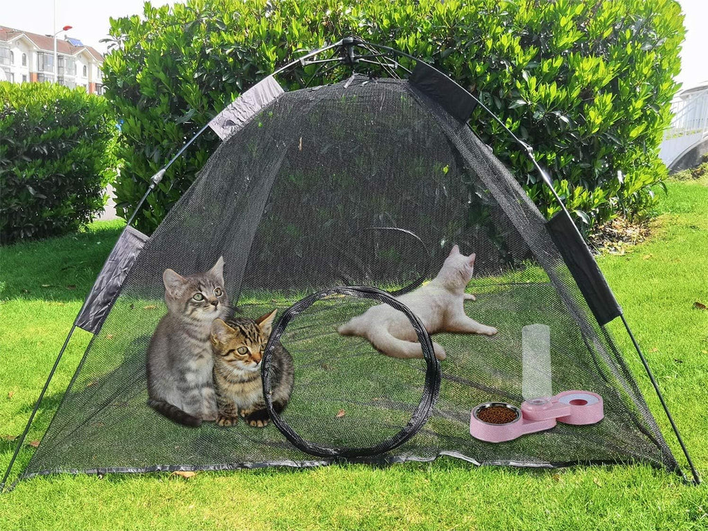 Portable Large Pop Up Pet Cat Tents Enclosures House for Outside Patio Indoor for Cat Puppy Rabbit Small Animals,Quick Opened,Independent or can be Connected to Tunnels
