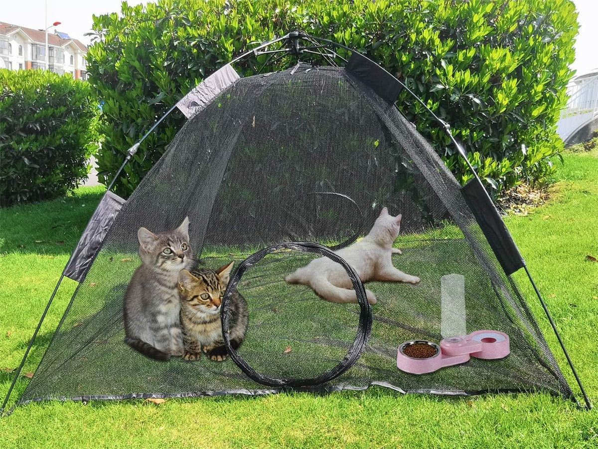 Portable Large Pop Up Pet Cat Tents Enclosures House for Outside Patio Indoor for Cat Puppy Rabbit Small Animals,Quick Opened,Independent or can be Connected to Tunnels