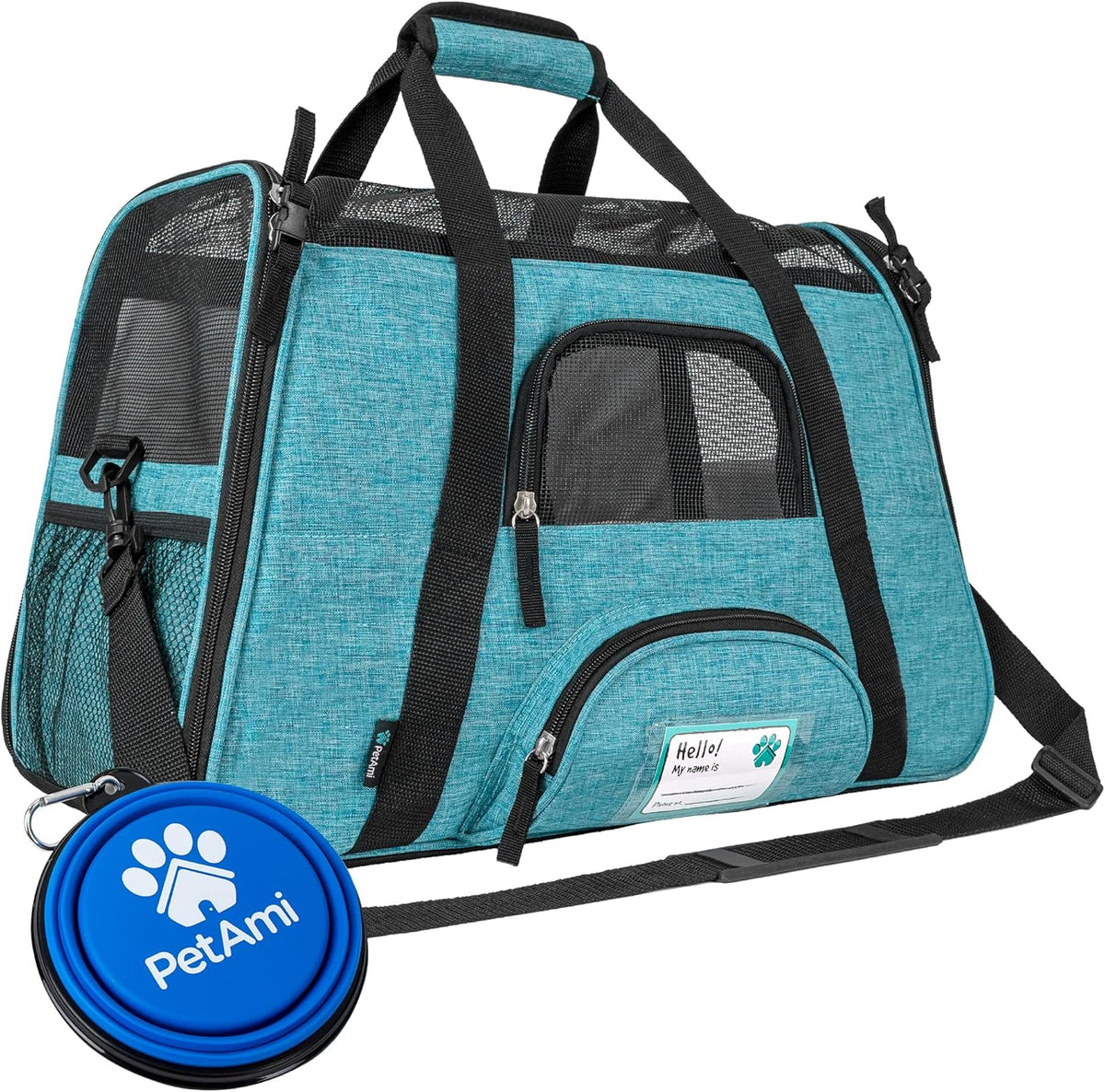 PetAmi Airline Approved Pet Carrier for Cats Small Dogs, Large Heather Blue