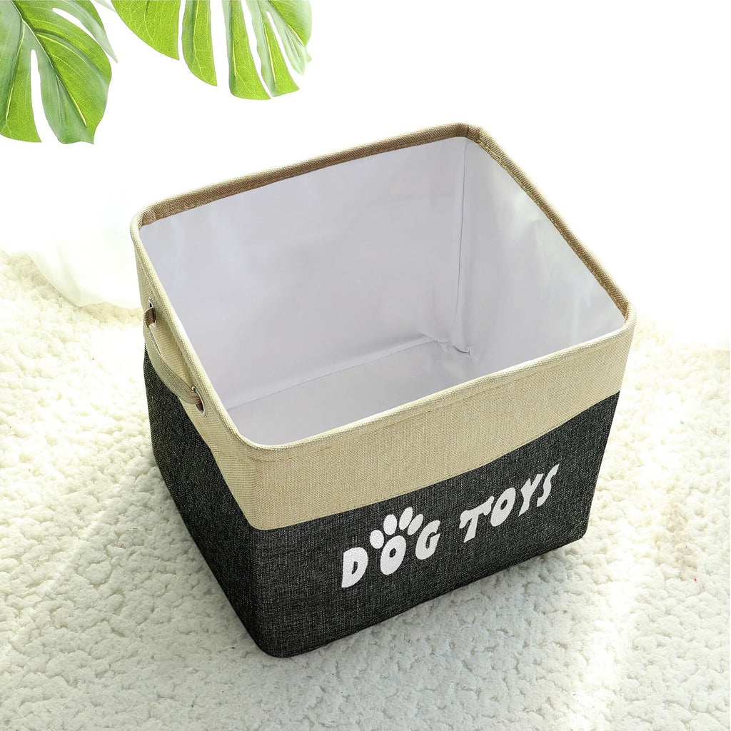 PET ARTIST Dog Toy Basket, Large Collapsible, Black, L:15"x13"x12"