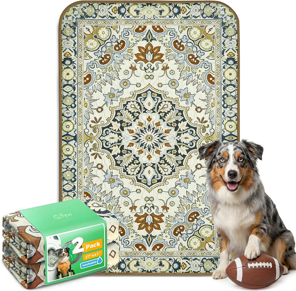 FXW Washable Pee Pads for Dogs, Super Absorbent, 27" x 41", 2 Packs | Machine washable, Non-slip backing