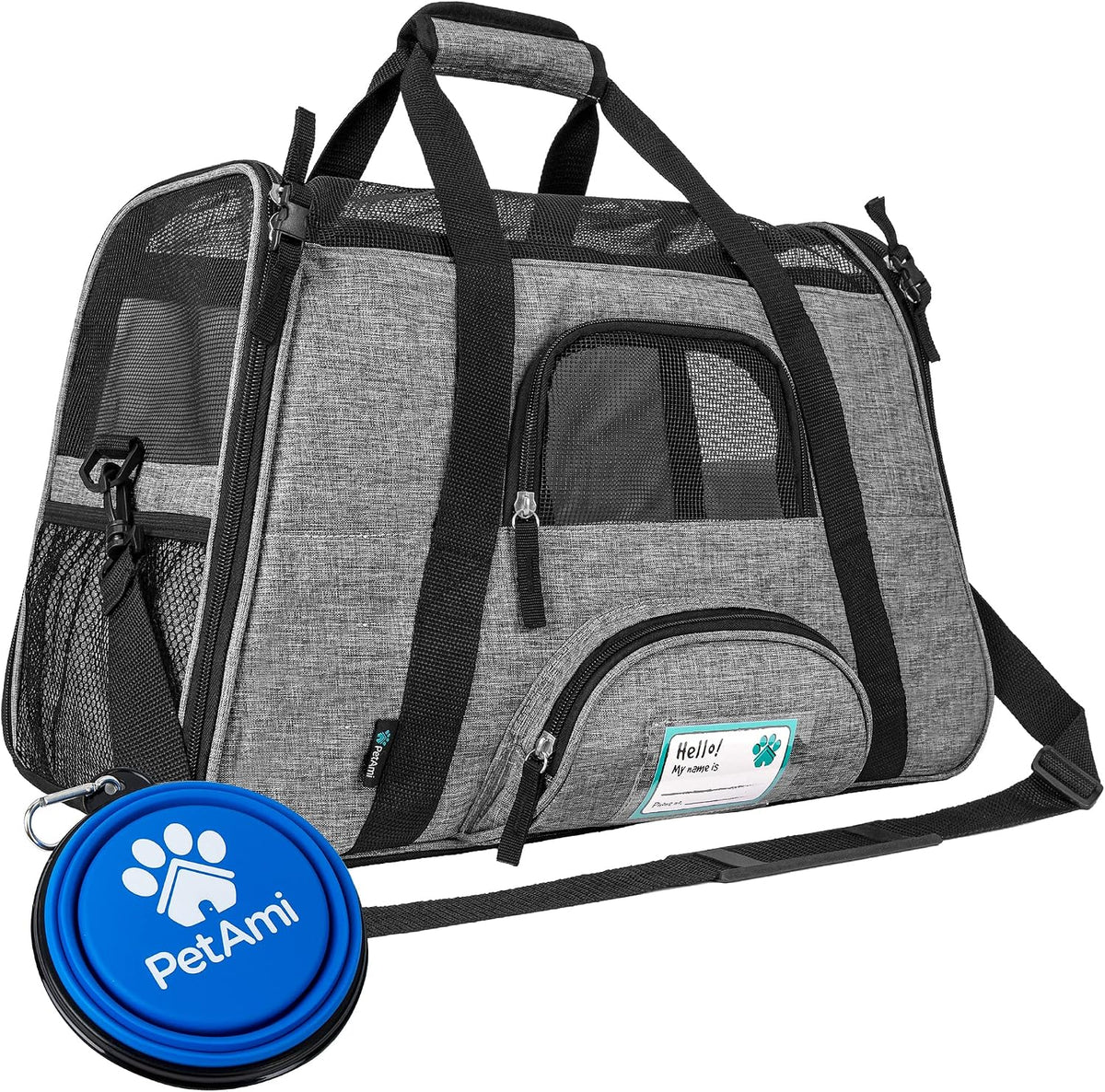 PetAmi Airline Approved Pet Carrier for Cats Small Dogs, Large Heather Gray