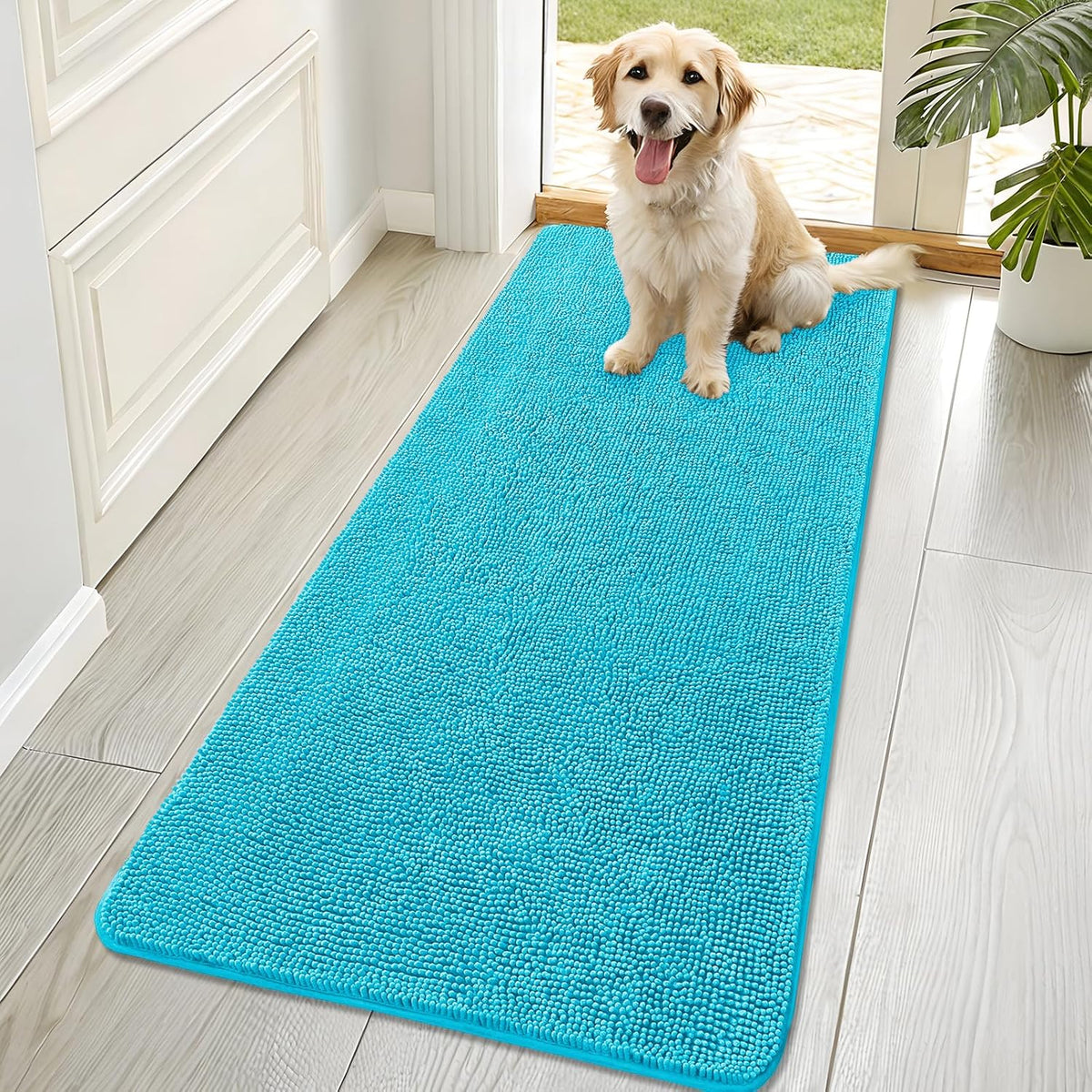 OLANLY Dog Door Mat for Muddy Paws 70x32, Super Absorbent Chenille Mud Mat