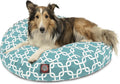 Teal Links Medium Round Indoor Outdoor Pet Dog Bed With Removable Washable Cover By Majestic Pet Products