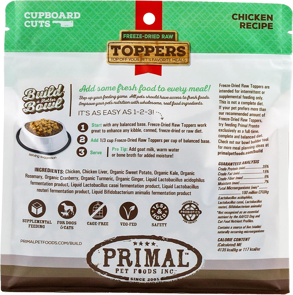 Primal Dog & Cat Food Toppers, Cupboard Cuts, Chicken, 3.5 oz