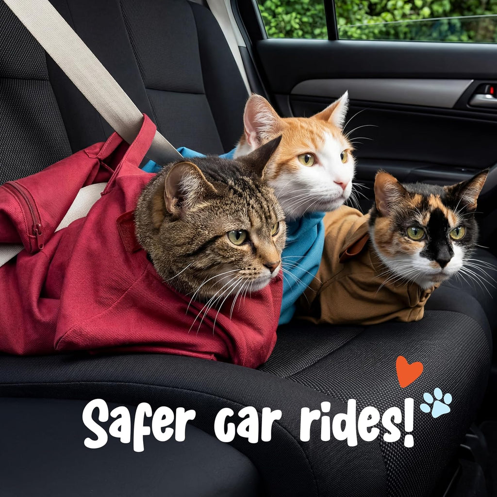Cat-in-the-Bag Cozy Comfort Carrier - Large Light Blue Cat Carrier Soft and Pet Carrier Administration, Grooming, Vet Visits, Dental Care, and Nail Trimming