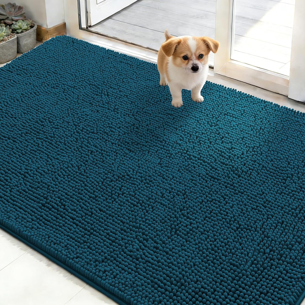 OLANLY Dog Door Mat for Muddy Paws 50x30, Super Absorbent Chenille Mud Mat