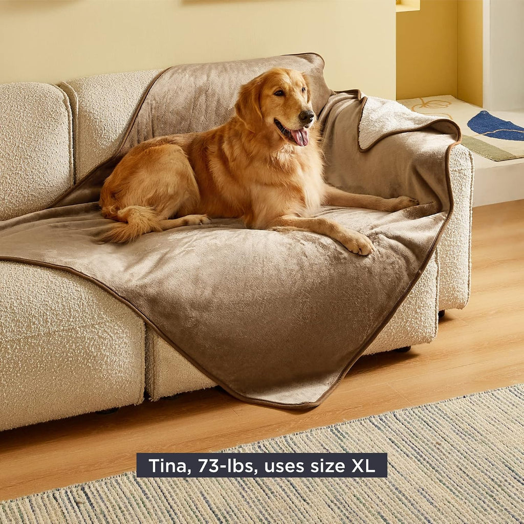 Bedsure Waterproof Dog Blankets for Large Dogs Sherpa Fleece Throw, 50X60