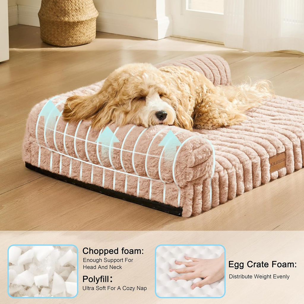 Orthopedic Large Dog Bed Furry Pet Bed, Washable Cover 42''X28''
