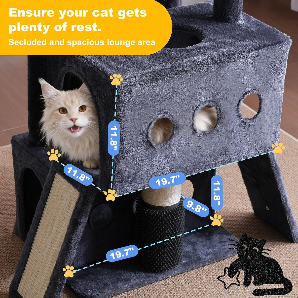 Hey-brother Cat Tree Tower with Multi-Level Platforms, Cozy Condos, MPJ085G