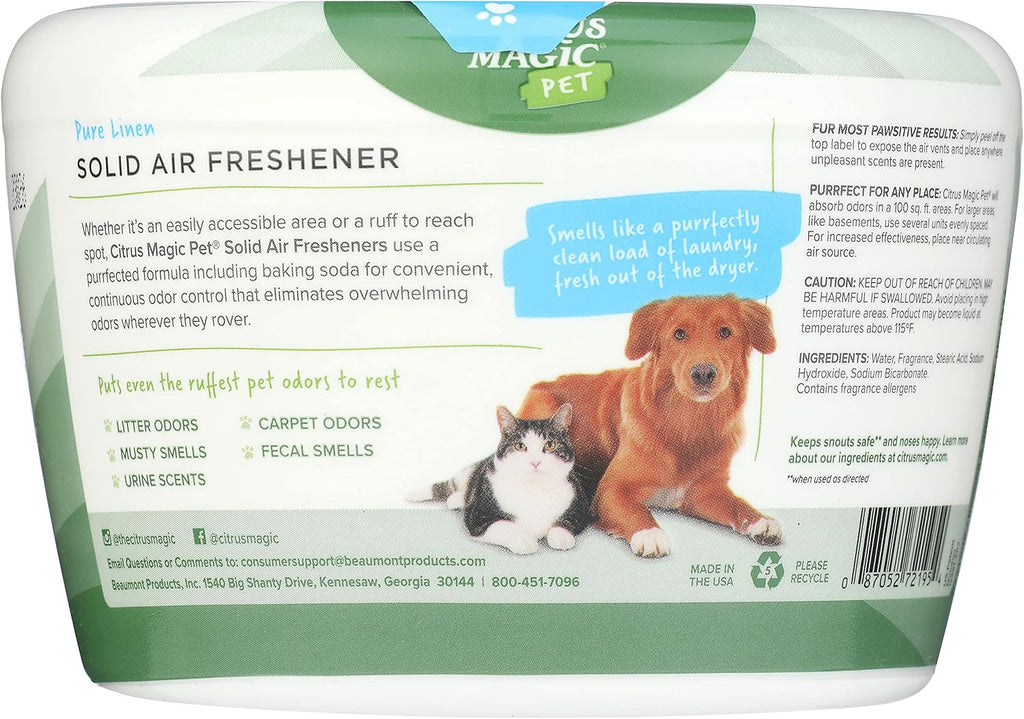 Citrus Magic Pet Solid Air Fresheners, Pure Linen, 20 Ounce, 2 Pack