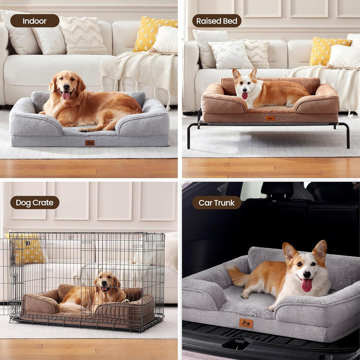 Large Orthopedic Dog Bed for Medium Dogs, Removable Washable, Grey