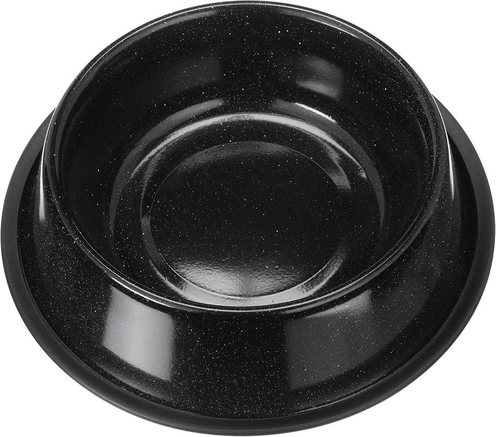 Neater Pet Brands - Outdoor Camping Style Pet Bowl - Enamel Ware Blue Black Granite Colors - Dog Cat No Tip Skid Bowls (64 oz, Black) 