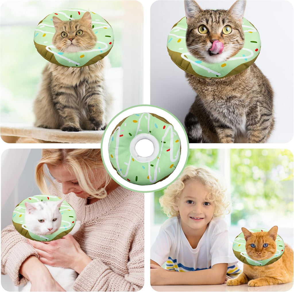 Seyezo Cat Cone Collar Soft, Adjustable Cat Recovery Cone, Waterproof Green