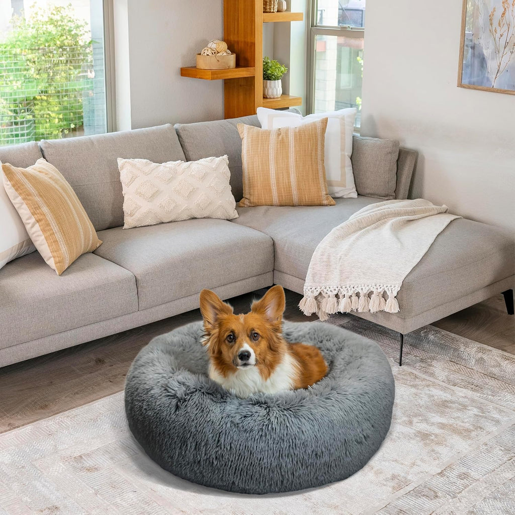 Best Friends by Sheri Original Calming Donut Dog Bed, Gray, Medium, 30"