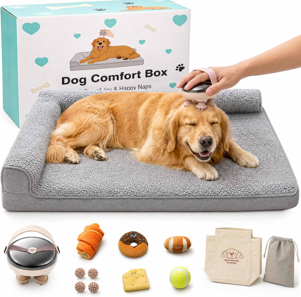 Orthopedic Dog Bed for Large Dog Senior Dog with Dog Massager, Pet Toys,36"