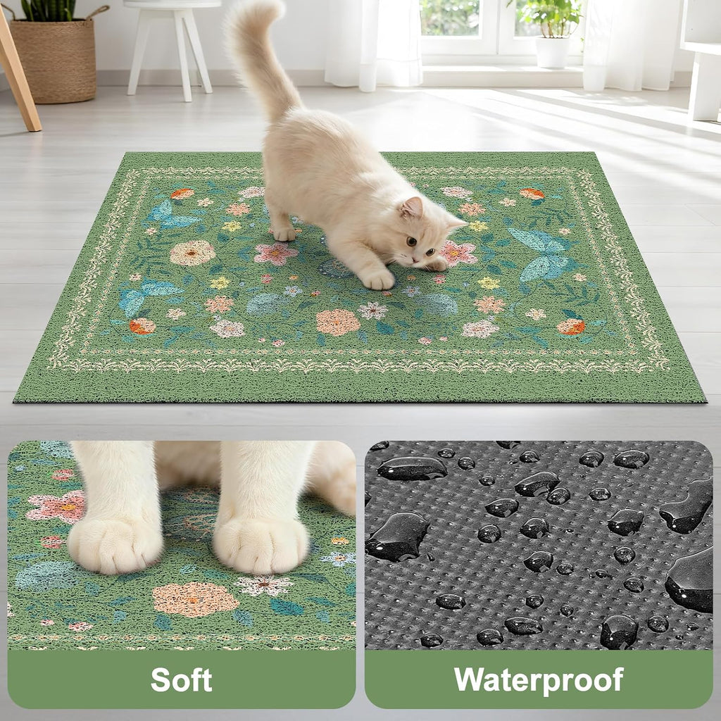 Unicorn Catcher 40"x30" Cat Litter Mat Non-Slip Washable Litter Box Mat | High-Density PVC Litter Catcher Mat Efficiently Traps Scattered Litter From Paws To Keep Floors Clean