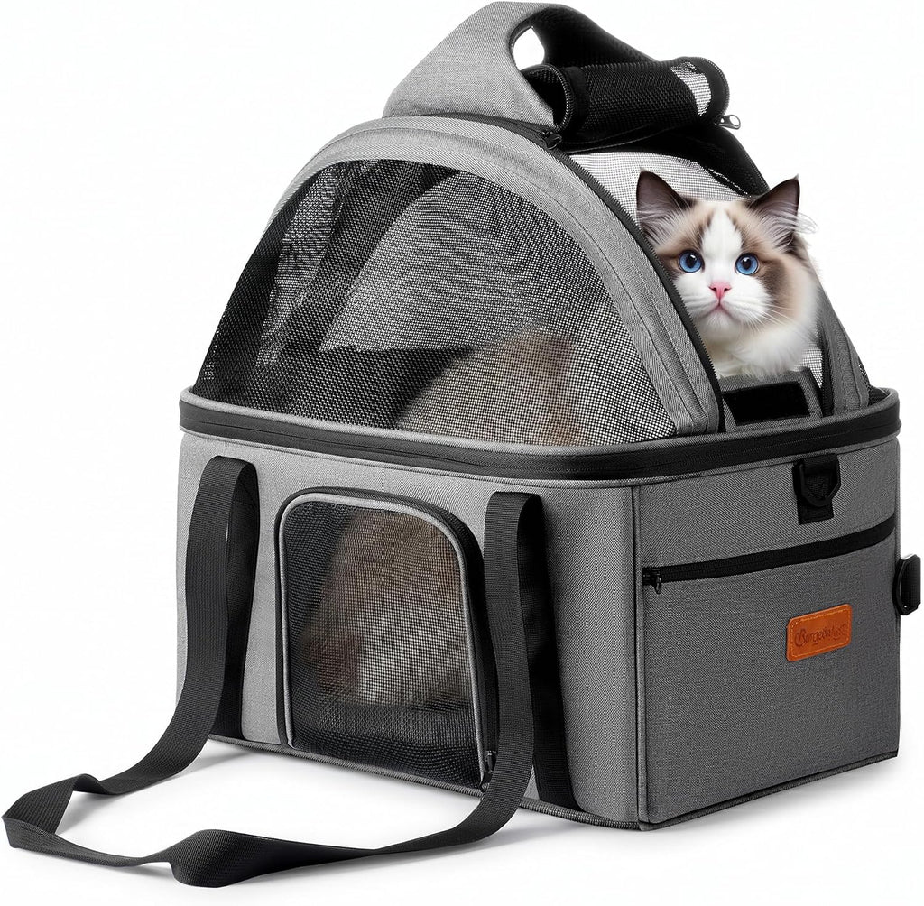 BurgeonNest Top-Expandable Cat Carrier with Full-Open Canopy, Up to 15 lbs