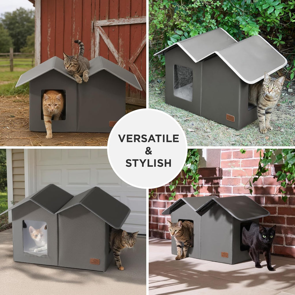 Bedsure ReflexHeat™ Ex-Wide Weatherproof Outdoor Cat House with Raised Base