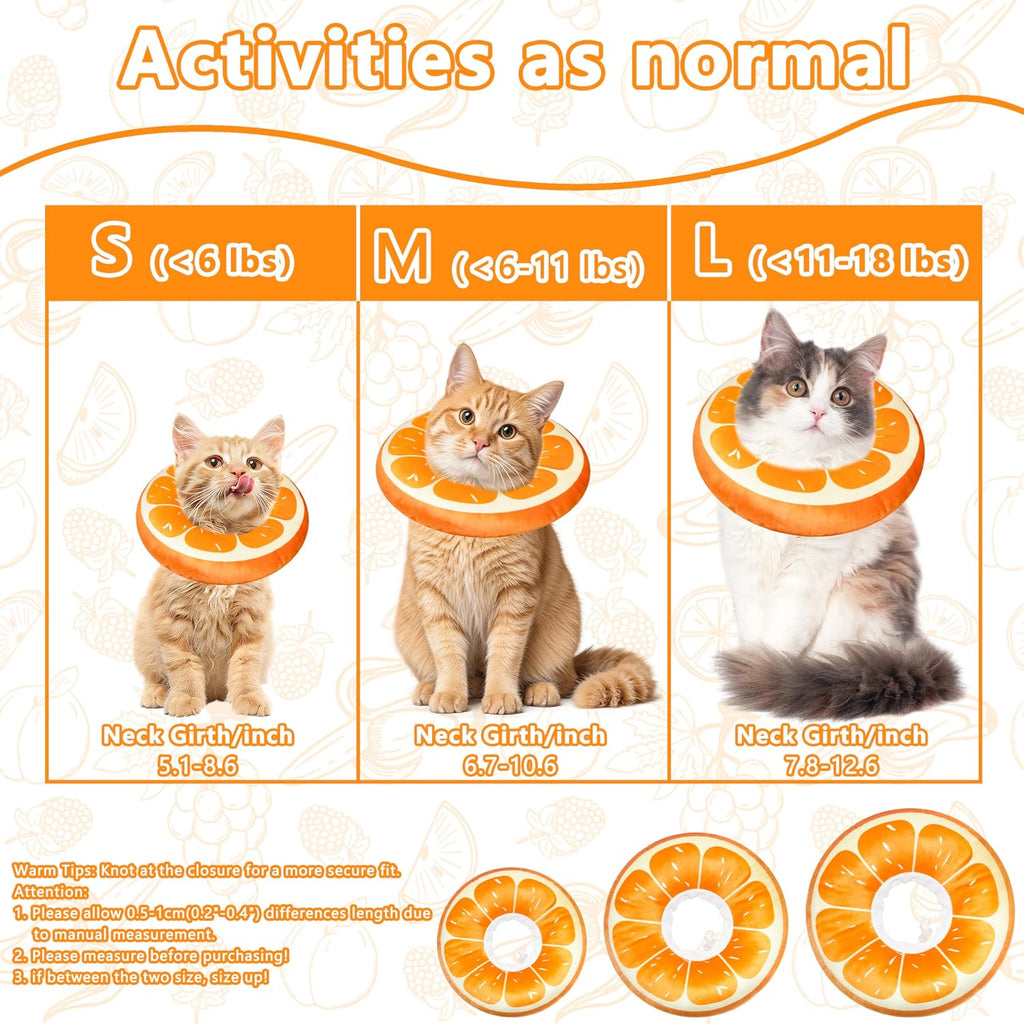 Cat Cone Collar Soft, Adjustable Cat Recovery Cone (Orange, L)