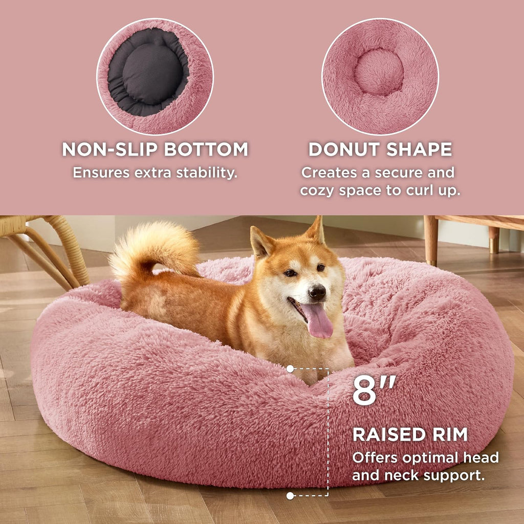 Bedsure Calming Dog Bed Medium Size Dog Donut Washable Pet Bed,30ins