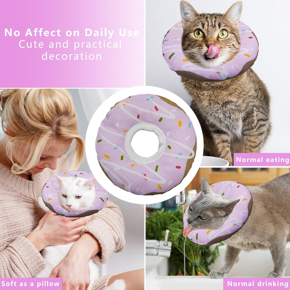 Seyezo Cat Cone Collar Soft, Adjustable Cat Recovery Cone Waterproof Purple