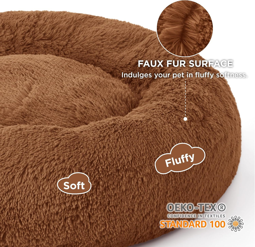 Bedsure Calming Dog Beds Large Sized Dog Donut Washable Pet Bed,36in Copper