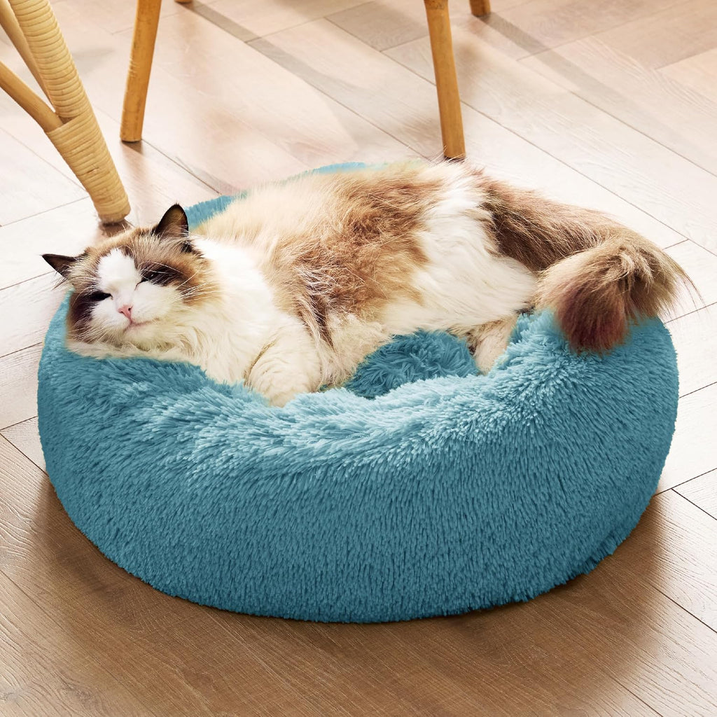 Bedsure Calming Cat Beds Donut Round Washable Kitten Bed,20 inches